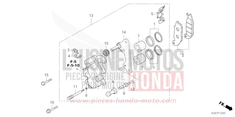 FRONT BRAKE CALIPER for MSX GROM A GAYETY RED (R310) from 2021